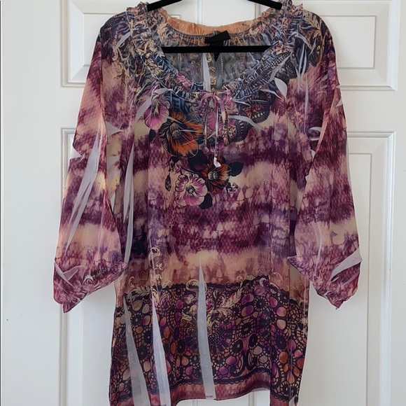 LANE BRYANT blouse - semi sheer w/array of colors - Picture 1 of 8